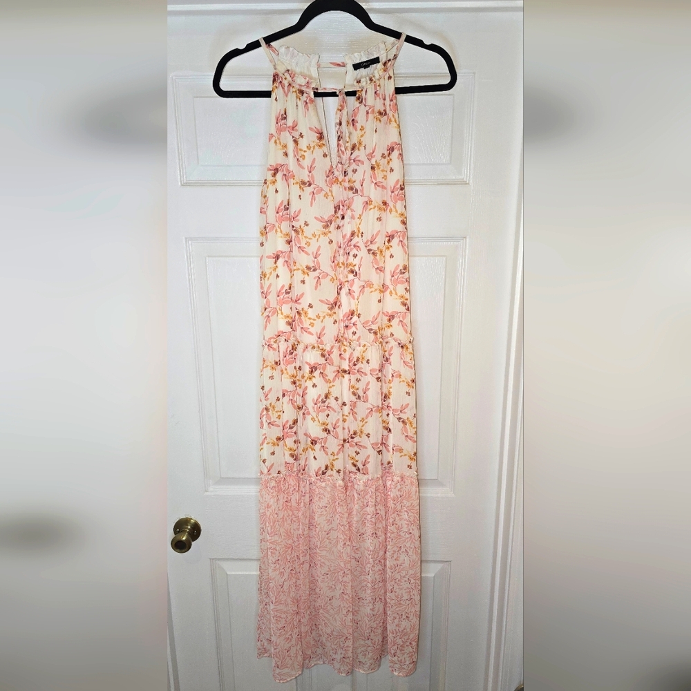 DREW Pink and Cream Floral Dress